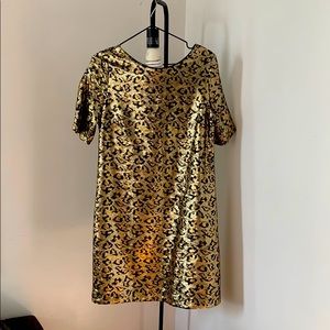 Betsy Johnson Leopard Print Sequin Sheath Dress